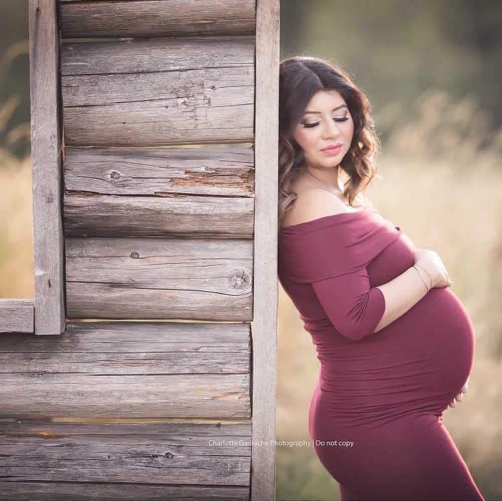 Sew Trendy Accessories Plum Elegant Purple Maternity Gown View 2